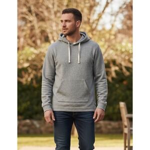 UGG Men Gray Pullover Hoodie Sweatshirt Pouch Pocket Drawstring‎ Hood Small
